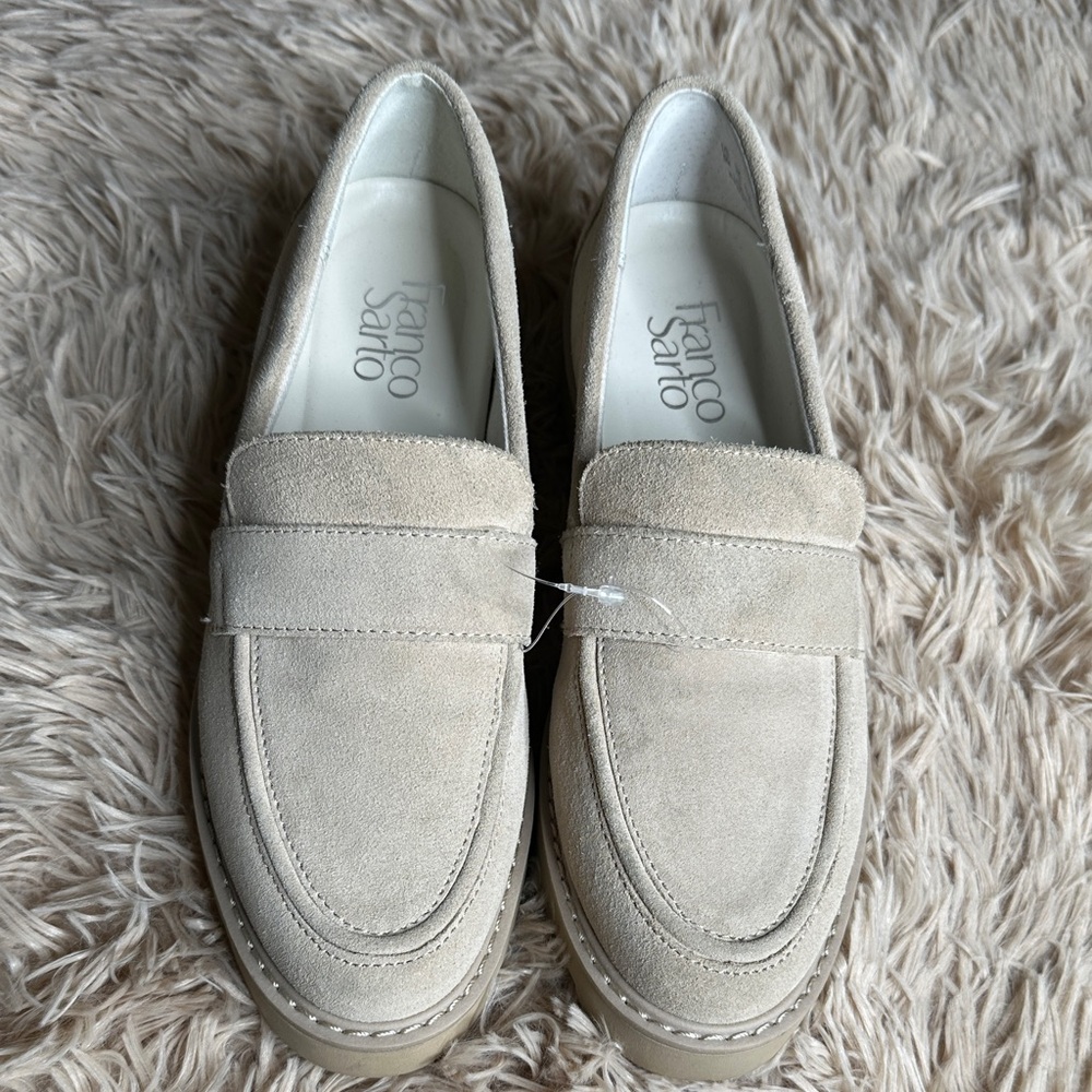 Franco Sarto Beige Suede Loafers